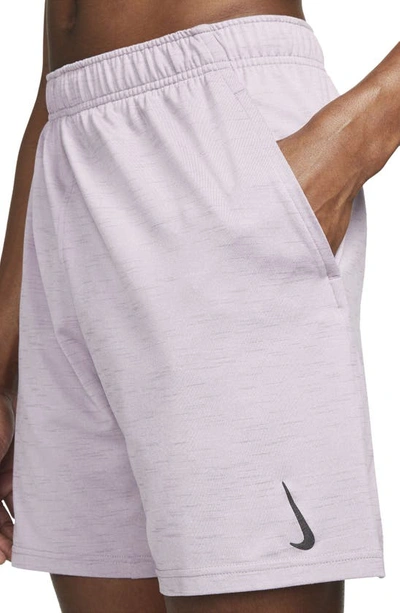 Shop Nike Dri-fit Yoga Shorts In Doll/ Amethyst Wave/ Black