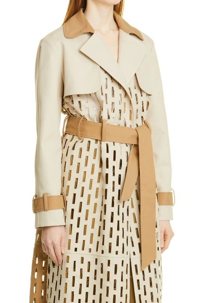 Shop Partow Mason Perforated Trench Coat In Ecru Caramel