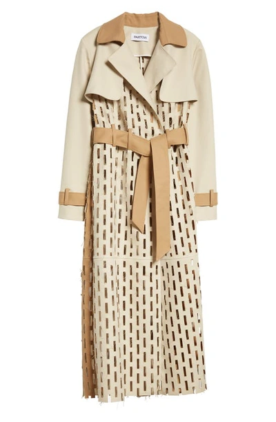 Shop Partow Mason Perforated Trench Coat In Ecru Caramel