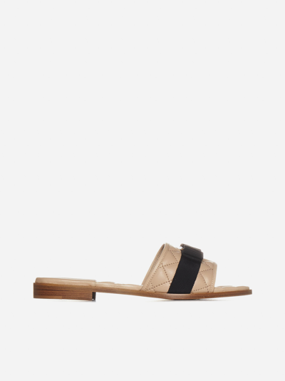 Shop Ferragamo Love Quilted Leather Flat Sandals