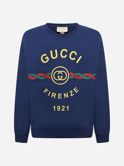 Shop Gucci Firenze 1921 Cotton Sweatshirt
