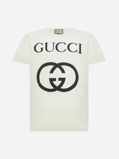 Shop Gucci Logo Cotton T-shirt