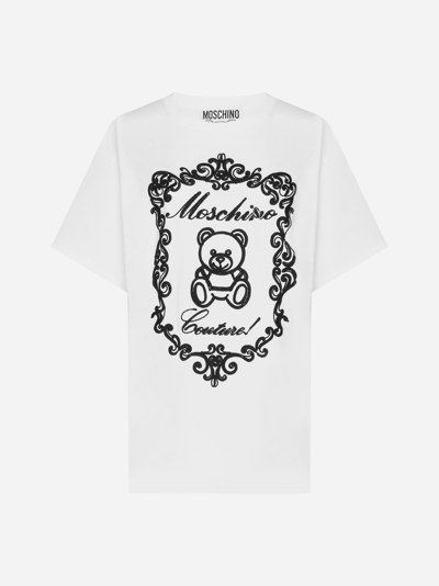 Shop Moschino Teddy Embroidery Cotton T-shirt