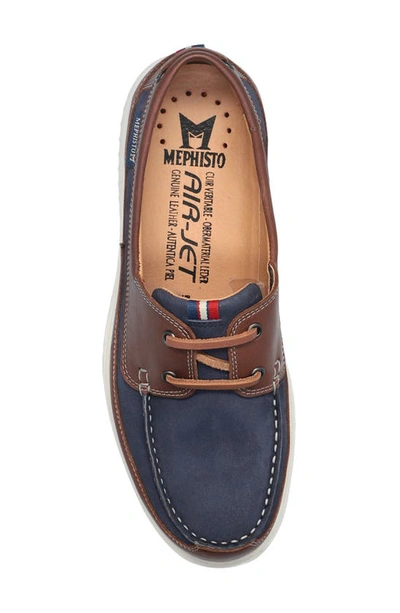 Shop Mephisto Trevis Boat Shoe In Navy Leather