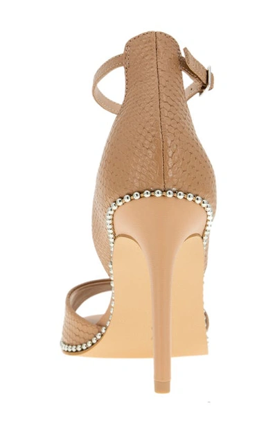 Shop Bcbgeneration Jessika Snake Embossed Ankle Strap Sandal In Tan Breach