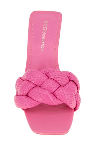 Shop Bcbgeneration Marlino Snake Embossed Slide Sandal In Bubblegum Breach