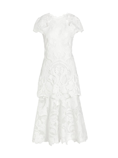 Shop Jonathan Simkhai Women's Laura Guipure Lace Midi-dress In White