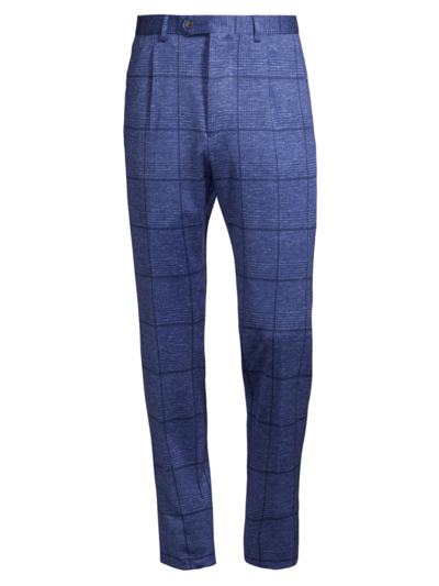 Shop Saks Fifth Avenue Men's Collection Prince Of Wales Check Trousers In Navy