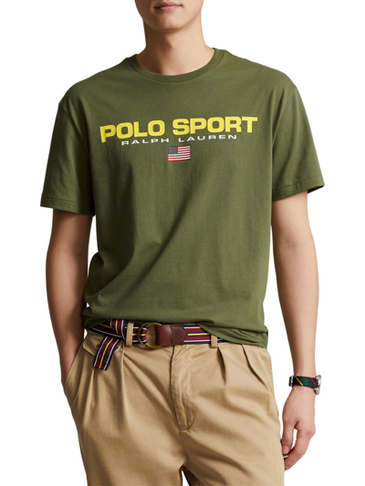 Shop Polo Ralph Lauren Men's Polo Sport Crewneck T-shirt In Army Olive