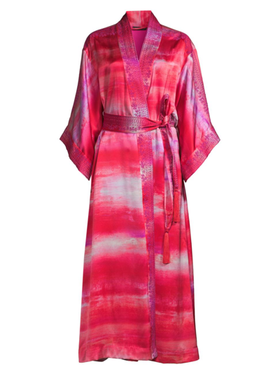 Shop Josie Natori Women's Silk Robe In Dragonfruit