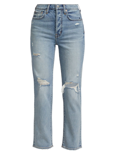 Shop Pistola Women's Charlie Straight-fit Distressed Jeans In Bali Distressed