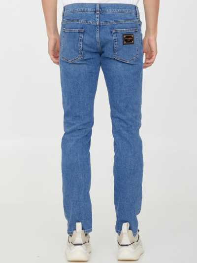 Shop Dolce & Gabbana Light-blue Denim Jeans In Light Blue