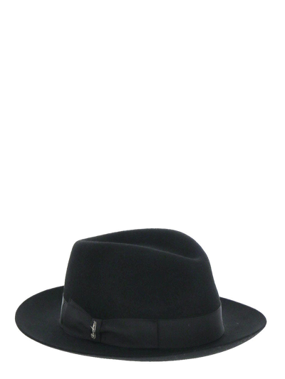 Borsalino Brushed Felt Fedora Hat In Black | ModeSens