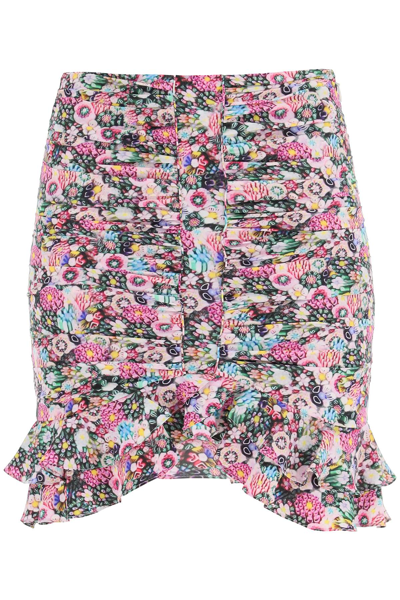 Shop Isabel Marant Milendi Mini Skirt In Stretch Silk In Mixed Colours