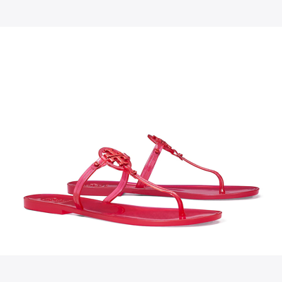 Shop Tory Burch Mini Miller Jelly Thong Sandal In Red Oranges