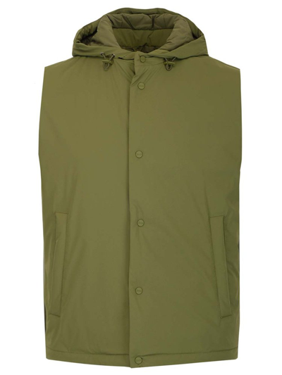 Shop Herno Sleeveless Hooded Jacket In Green