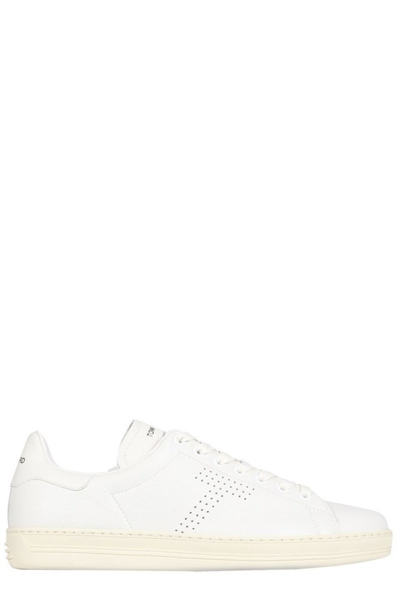 Shop Tom Ford Perforated Logo Lace-up Sneakers