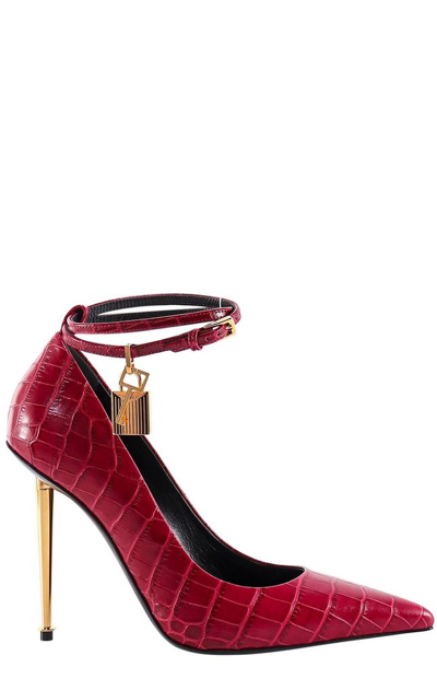 Shop Tom Ford Decollete Embossed Pointed Toe Pumps In Pink