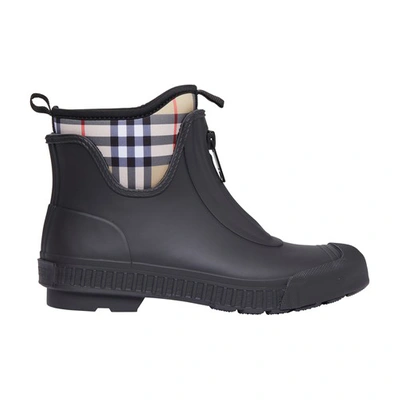 BURBERRY VINTAGE CHECK NEOPRENE AND RUBBER RAIN BOOTS 