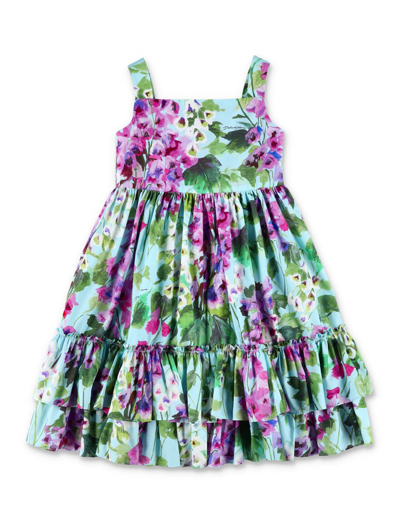 Shop Dolce & Gabbana Kids Allover Floral Printed Sleeveless Dress In Multi