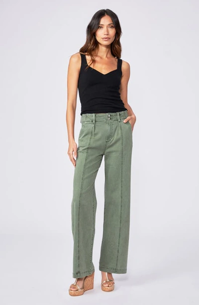 Shop Paige Brooklyn High Waist Wide Leg Pants In Vintage Ivy Green