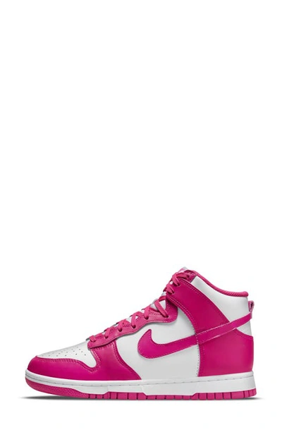 Shop Nike Dunk High Basketball Shoe In White/ Pink Prime