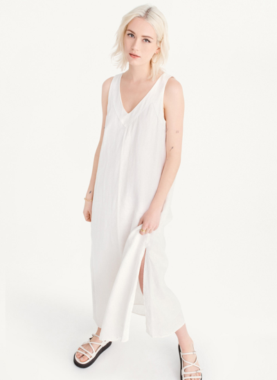 Shop Dkny Women's V-neck Maxi Dress In White