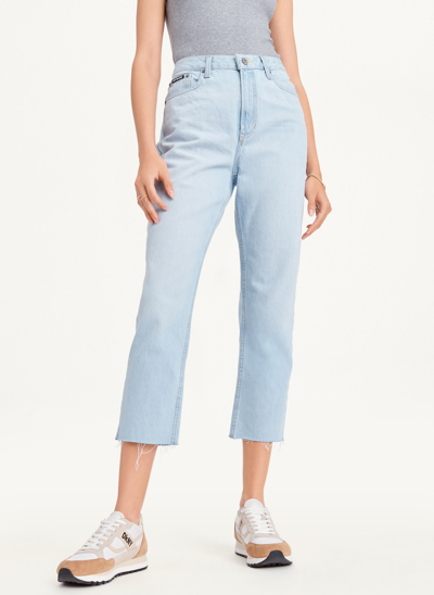 Shop Dkny Women's Broome Cropped Distressed Jeans In Ice Wash