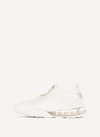 Shop Dkny Kadia Zipper Sneaker In White/silver