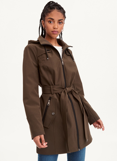 Dkny Women's Softshell Meshback Jacket With Belt In Loden | ModeSens