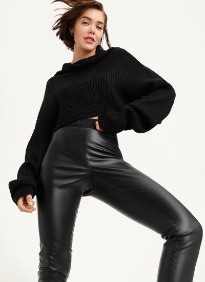 Shop Dkny Women's Faux Leather Pull On Legging In Black