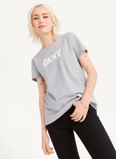 Shop Dkny Women's Foundation Logo T-shirt In Heather Grey