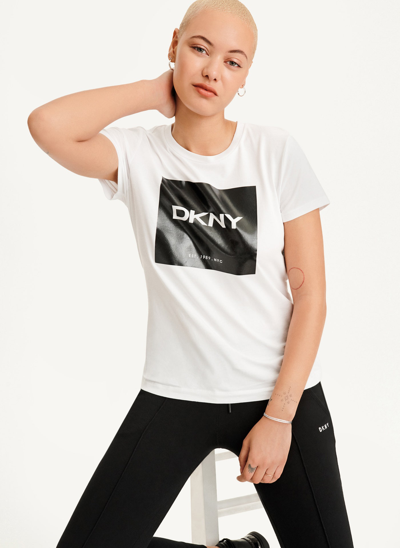 Shop Dkny Box Logo T-shirt In White