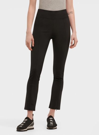 Shop Dkny Women's Split Seam Compression Leggings With Zippers In Black