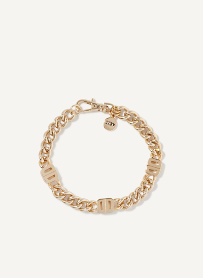 Shop Dkny Women's Logo Chain Link Bracelet In Gold