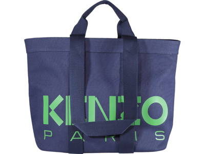 Shop Kenzo Logo Embroidered Large Tote Bag In Blue