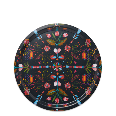 Shop La Doublej Round Printed Tray In Turning Tulips