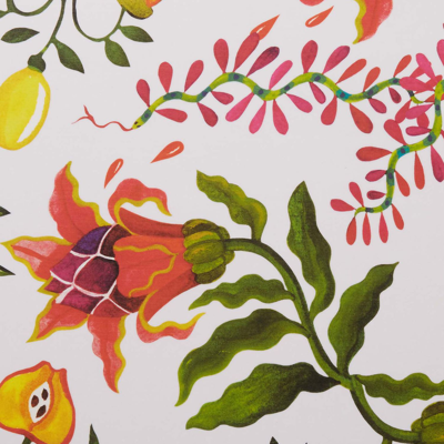 La Doublej Eden Floral-print Wooden Tray In Eden