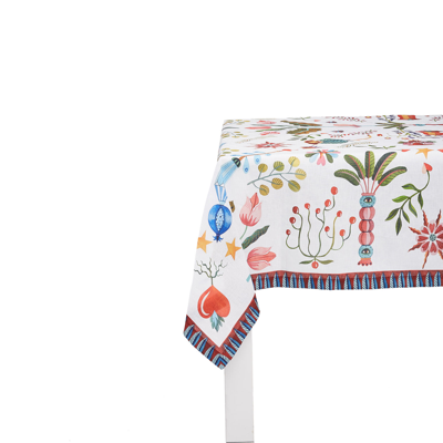 La Doublej Large Tablecloth (180x350) In White Turning Tulips