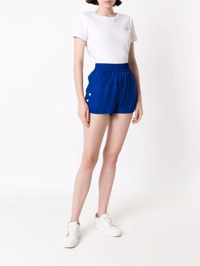 Shop Armani Exchange High-waisted Press-stud Shorts In Blue