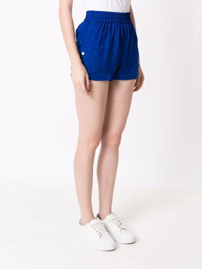 Shop Armani Exchange High-waisted Press-stud Shorts In Blue