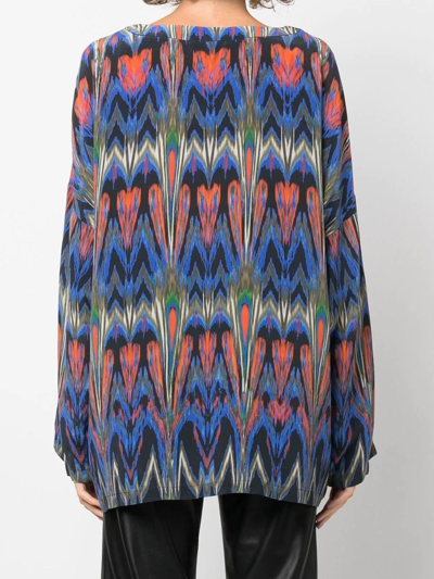 Pre-owned Missoni 2000s Abstract Print Long-sleeved Blouse In Blue