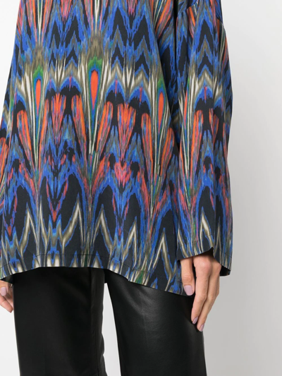 Pre-owned Missoni 2000s Abstract Print Long-sleeved Blouse In Blue