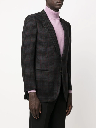 Pre-owned A.n.g.e.l.o. Vintage Cult 1990s Houndstooth-print Cashmere-wool Blazer In Black