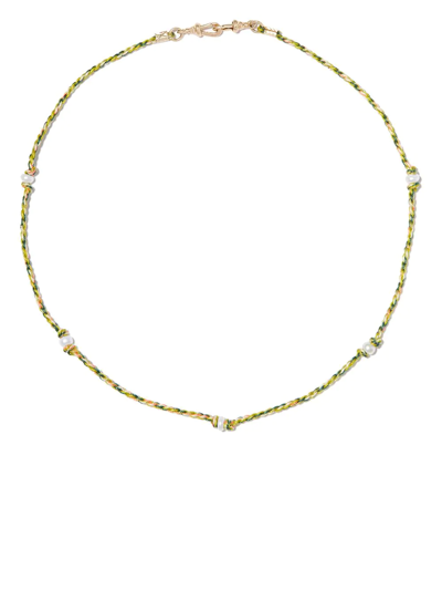 Shop Marie Lichtenberg Mauli Pearl-embellished Woven Necklace In Gold