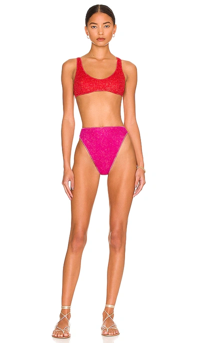 Oseree Lumiere 90s Bikini Set In Rosso | ModeSens