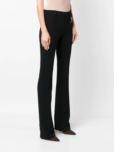 Shop Roberto Cavalli Tiger Tooth-detailed Flared Trousers In Black