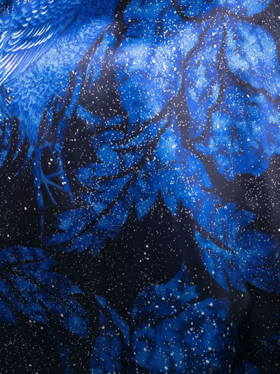 Pre-owned Yohji Yamamoto 2000s Leaf-print Blouse In Blue