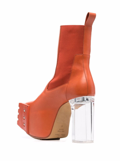 Shop Rick Owens Grilled Platform Boots In Orange