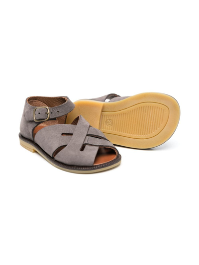 Pèpè Crossover-strap Leather Sandals In Grey